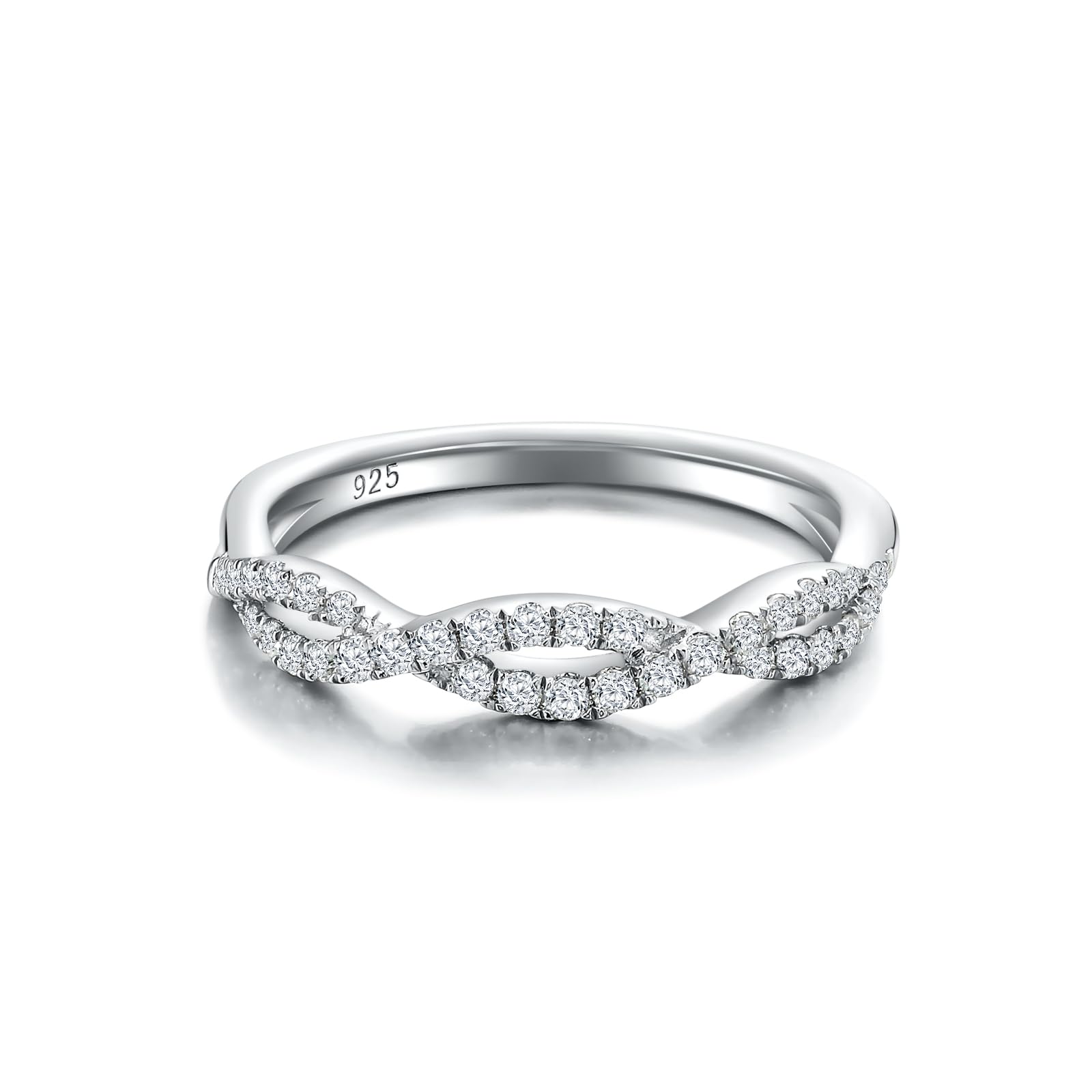 DAYBYDAYMoissanite Wedding Bands for Women| Eternity Band| Stackable Rings| 925 Sterling Silver White Gold Plated| 0.3ct-1ct D Color VVS1 Lab Created Diamond| Prong/Pave/Channel Set Anniversary Band