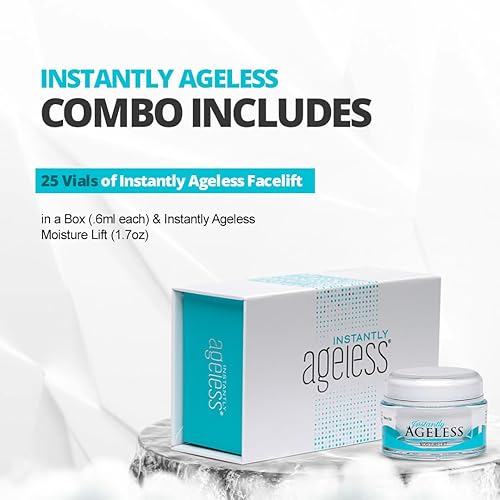 Miniatura 2 de Instantly Ageless Skin Care Duo Lift Bundle - 25 viales de estiramiento facial instantáneo en una caja y megahidratante con colágeno - Hidratante
