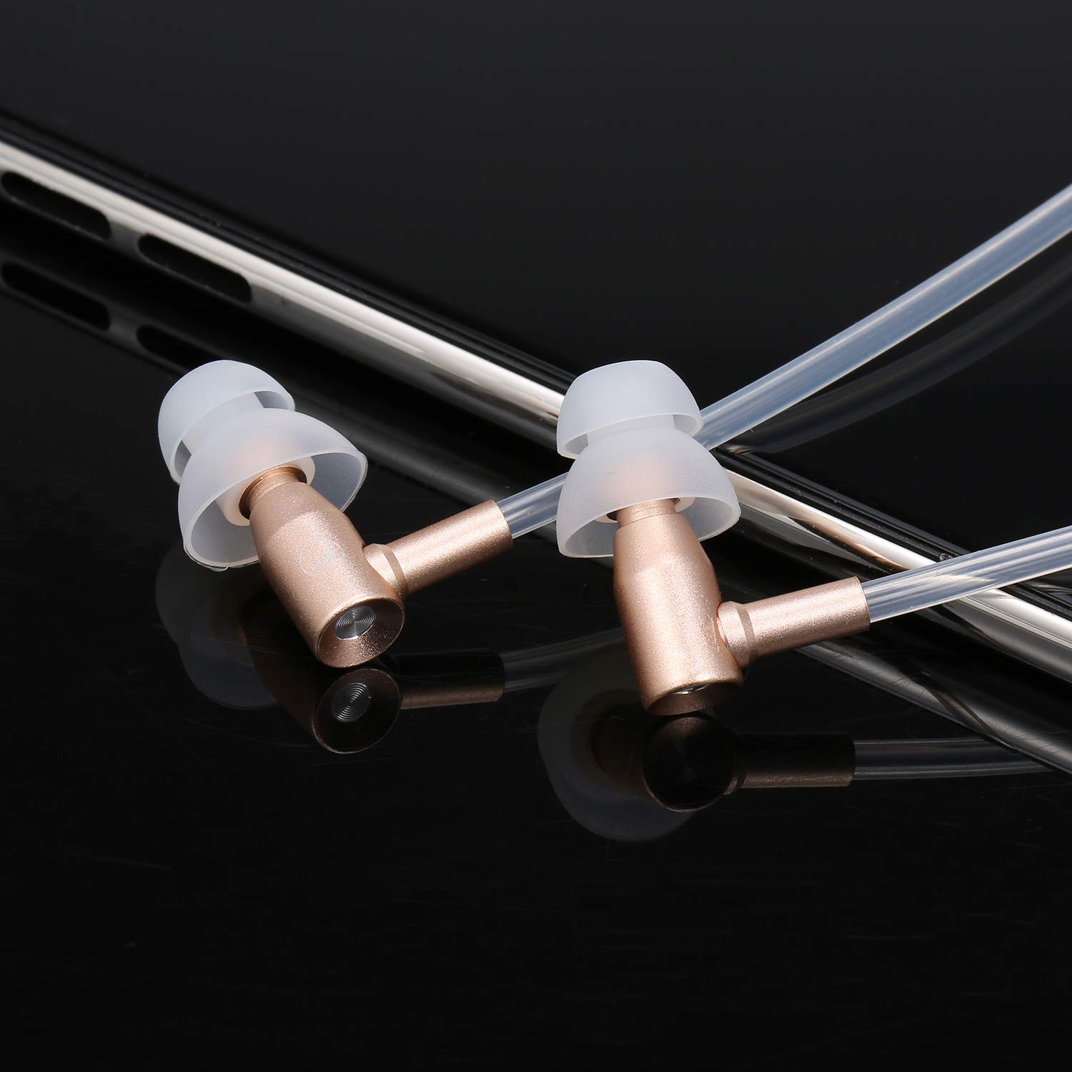 Docooler - Auricolari con tubo d'aria anti-radiazione in-ear senza emf, con microfono e controllo del volume, compatibile con dispositivi intelligenti