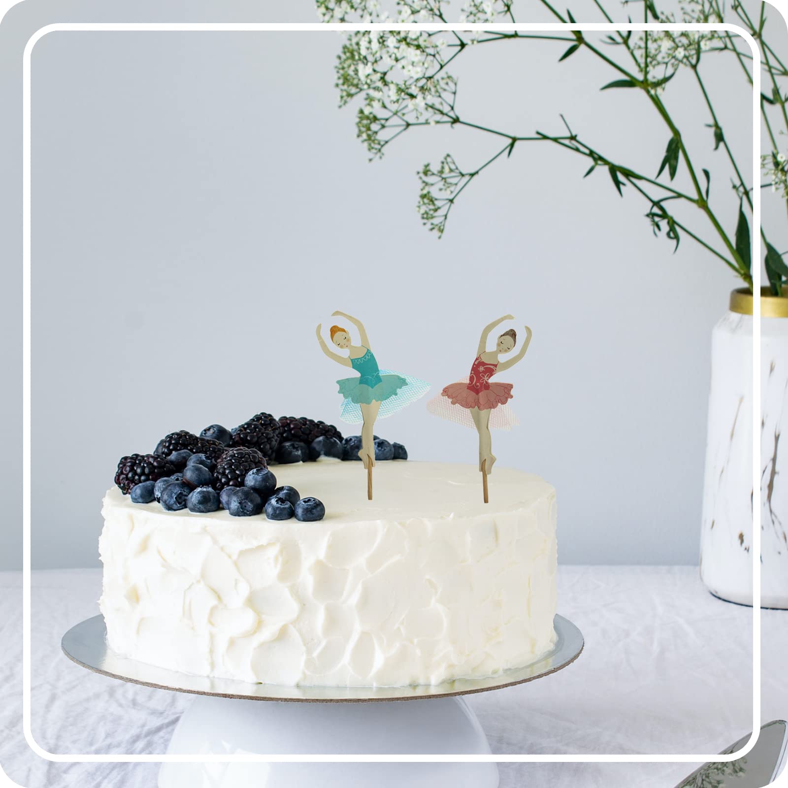 24 Ballett-Mädchen Cupcake-Topper – Aus Karton, Lebensmittelechte Stäbchen | Für Geburtstag, Hochzeit, Party