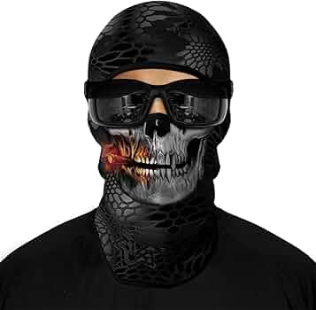 Lot De 2 Cagoules Moto + Masque Squelette – Respirant, Coupe-Vent – Pour Moto, Halloween, Festivals – Adulte