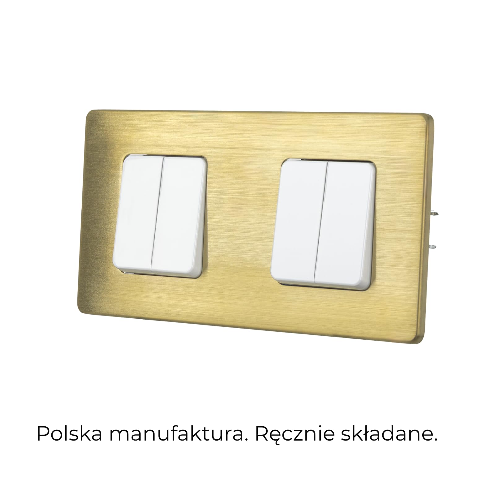 Włącznik Światła Poczwórny Biały Schodowy Stal Szczotkowana PVD Brass