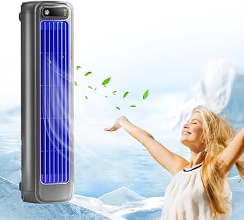 KtEli Portable Air Conditioners Cooling Fan,Air Conditioner, Silent Portable Bladeless Fan, 3 Wind Speeds, Screen Power Display, Ultra Long Battery Life, For Bedroom, Kitchen RechargeableGray