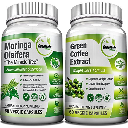 Moringa Oleifera + Green Coffee Bean Extract– Weight Loss, Healthy Heart and Blood Sugar Support Bundle – 120 Count Moringa Oleifera + Green Coffee Bean Extract– Weight Loss, Healthy Heart and Blood Sugar Support Bundle – 120 Count