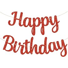 BEISHIDA Red Happy Birthday Banner - NO DIY,10Feet,Pre-Strung-Glitter Backdrop Happy Birthday Sign,Decorations for Women,Bday Party Decorations | Pre-Strung,Happy Birthday Sign,Decorations for Women,Bday Party Decorations,Glitter Birthday Backdrop