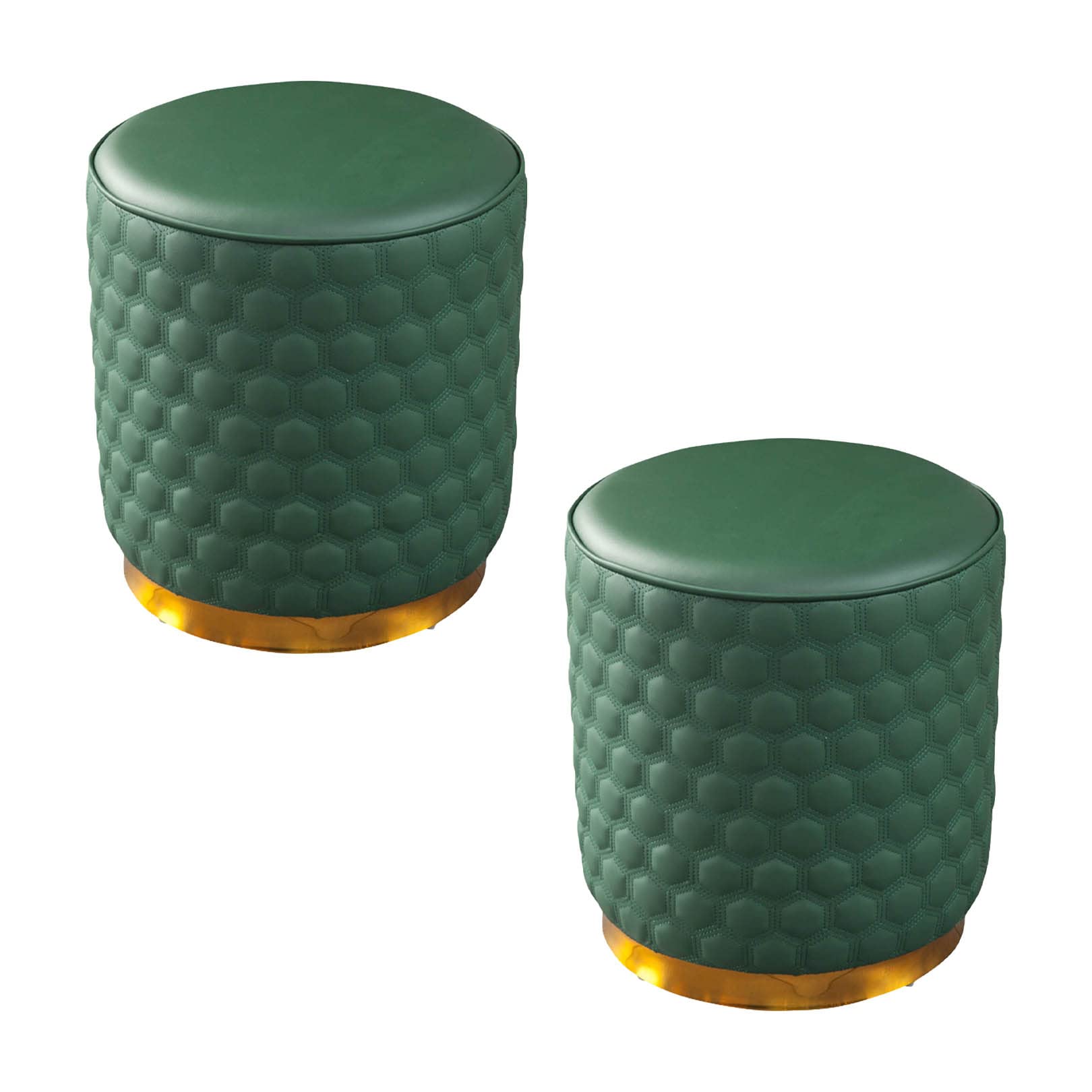 Repose-pieds rond en cuir PU rembourré lot de 2 tabourets portables