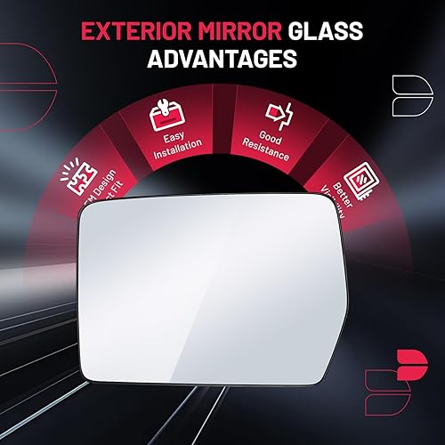 Miniatura 5 de BDFHYK Cristal de espejo compatible con F150 2004-2014 Vista lateral Exterior Espejo Cristal con placa de respaldo, sustituye a 4L3Z-17K707-DB,