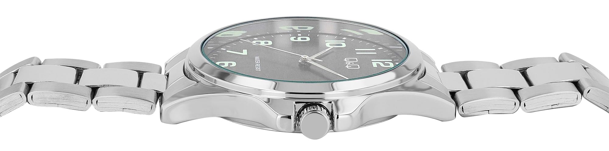 Q&Q Herren-Uhr Edelstahl Gliederarmband 3 Bar Analog Quarz (silberfarbig schwarz)