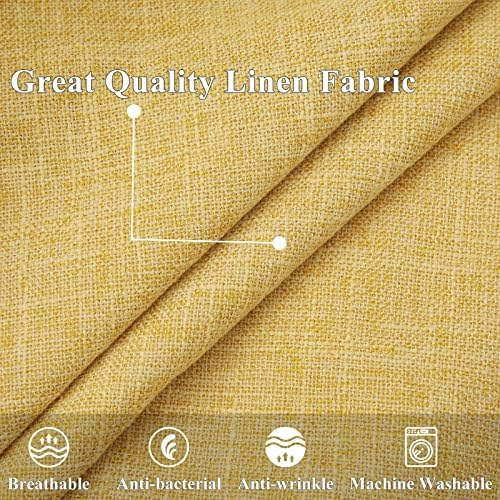 decorUhome Set of 2 Linen Cushion Covers 45x45cm,Decorative Plain Cushion Covers with Stitched edges, Square Farmhouse Pillowcase 18x18 Inch for Sofa, living room,Mustard Yellow