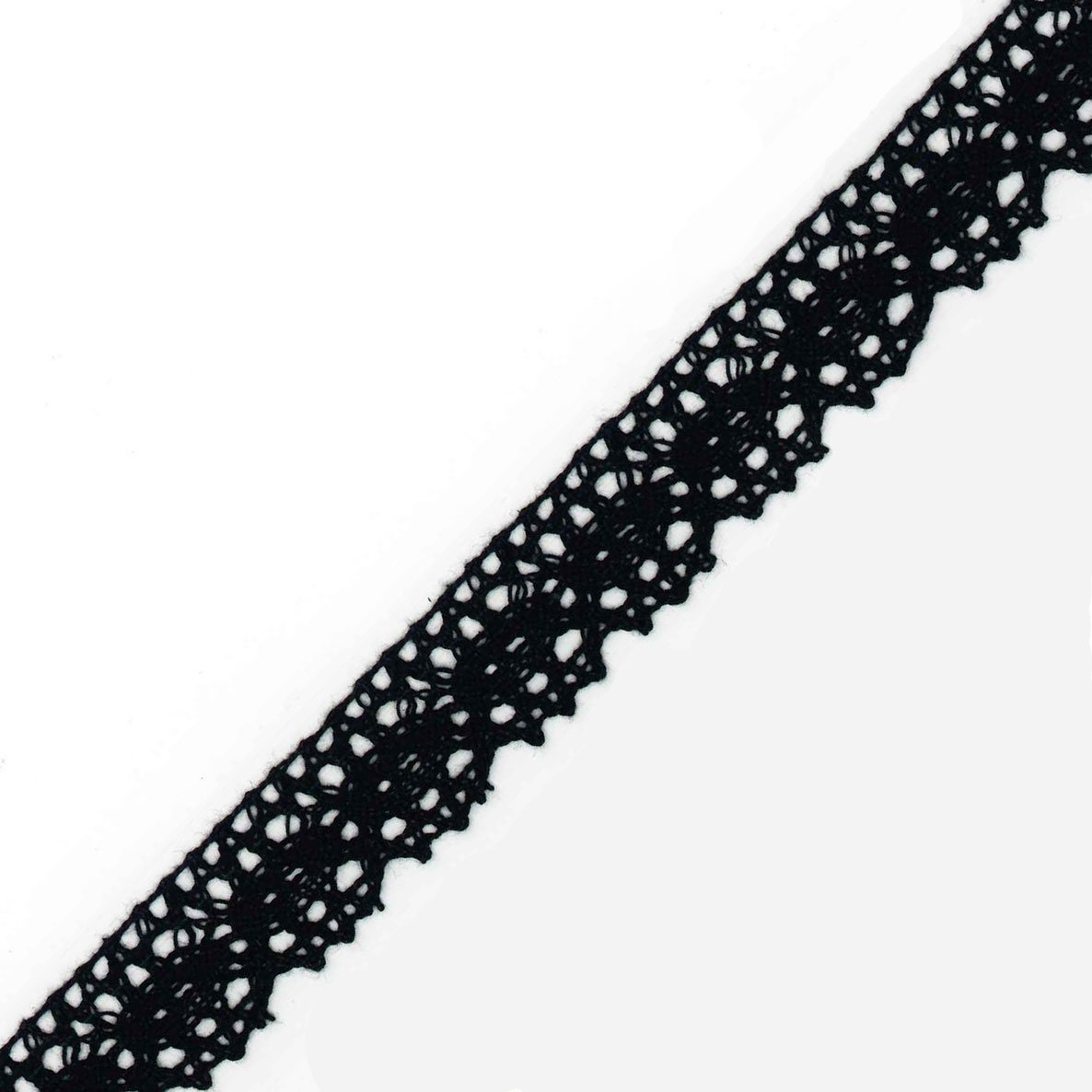 Scalloped Edge Classic Cotton Lace Trim 25mm Wide - Black - Per Metre