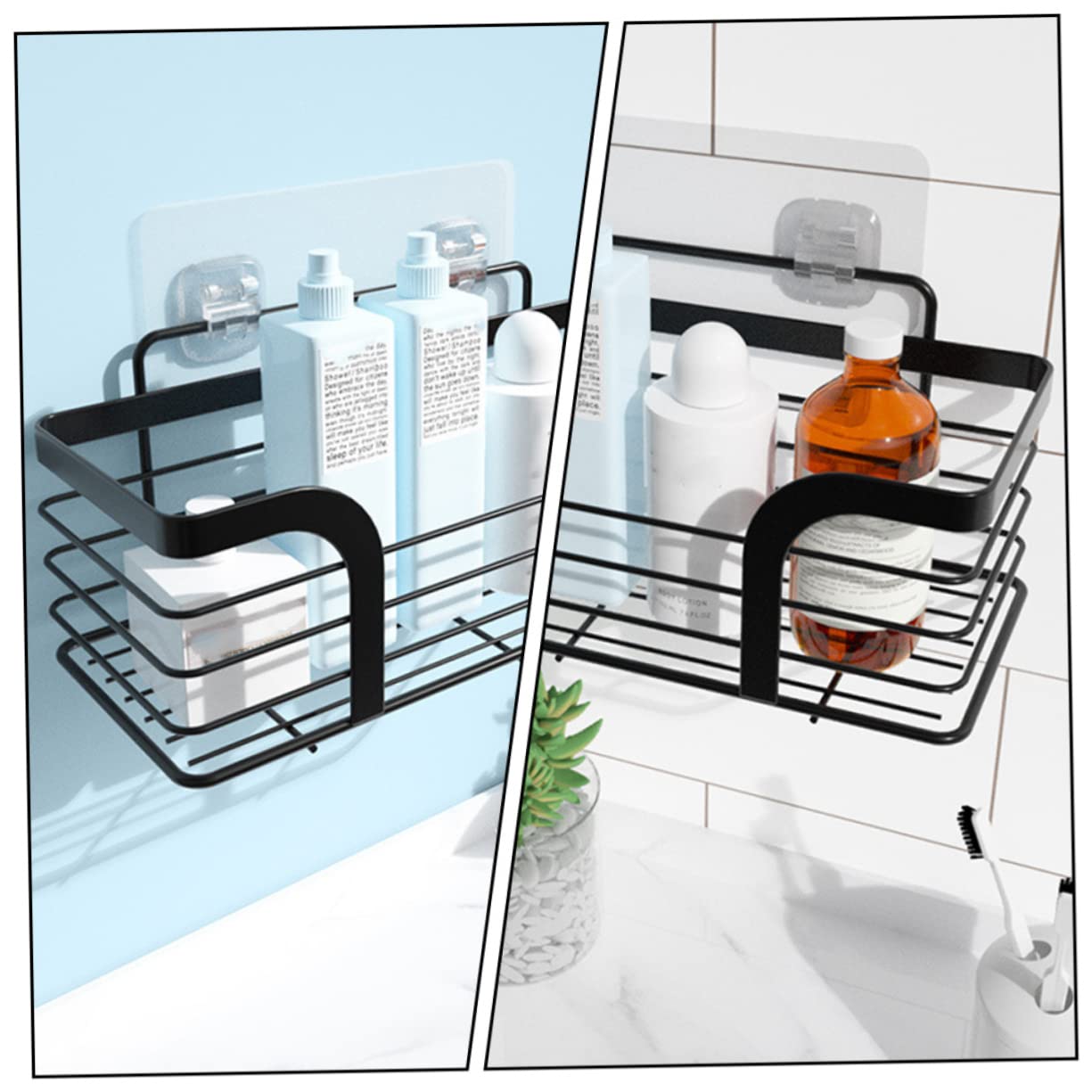 Anneome Estante de Ducha Adhesivo Negro de Acero Inoxidable 304 sin Taladro