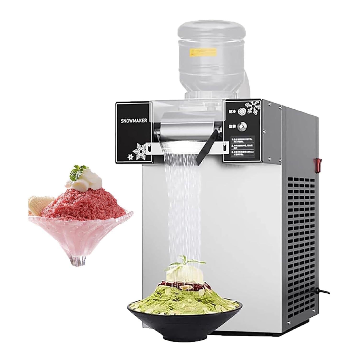 1200w Snowflake Ice Maker, 180kg/24h Shaved Ice Machine, Commercial Snowflake Crusher, Rapid Cooling, Speed Adjustable, Stainless Steel, For Restaurant, Ice Cream, Milktea Shops, Snack Snow Ice