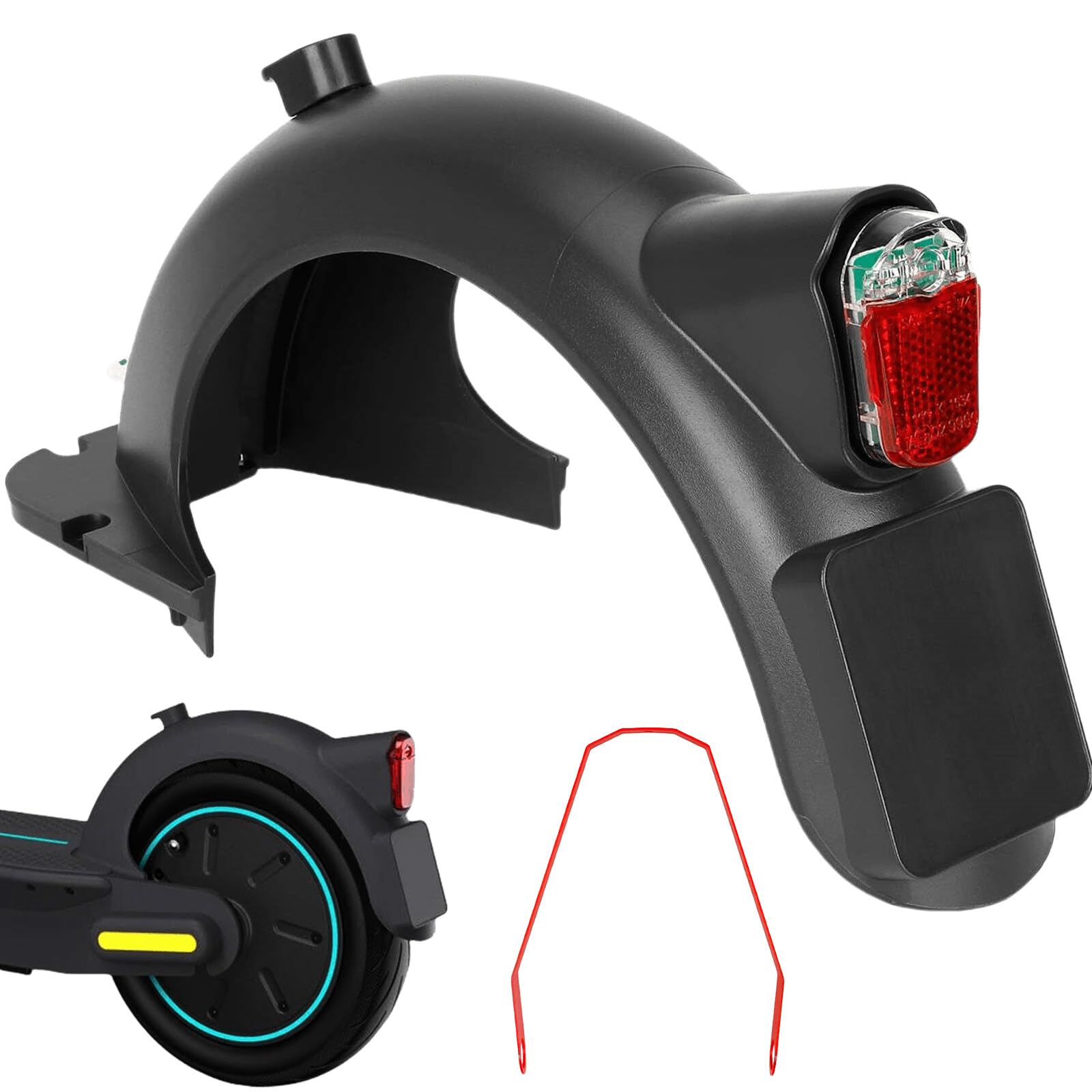 Leikurvo Parafango posteriore elettrico con parafango posteriore in metallo: parafango posteriore con fanale posteriore a LED, per Segway Ninebot Max G30 / G30LP / G30LE / G30LE II
