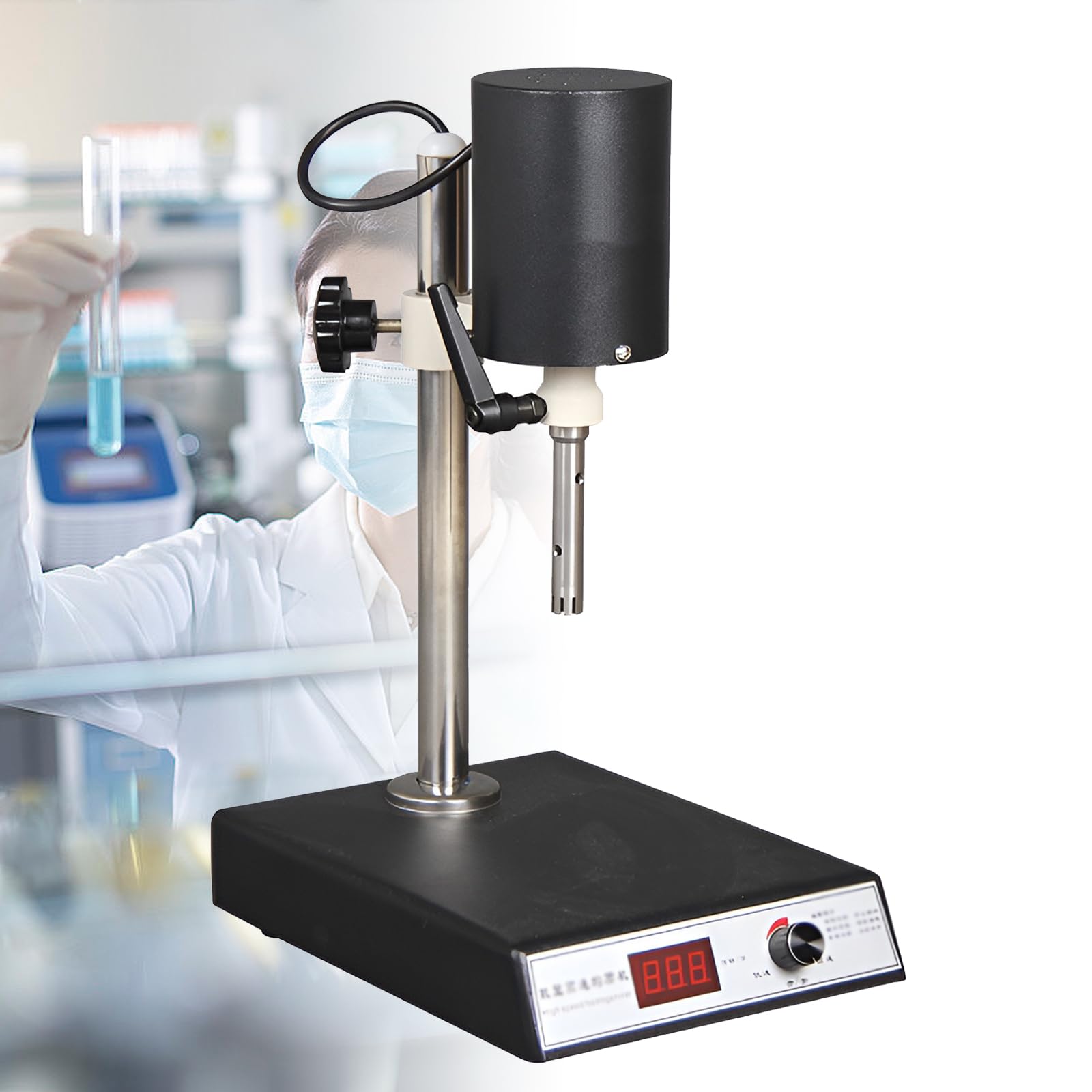 Homogenizator laboratoryjny z cyfrowym wyświetlaczem, regulowana prędkość 8000-20000 obr./min, ręczne podnoszenie dla wydajnego mieszania i dyspersji