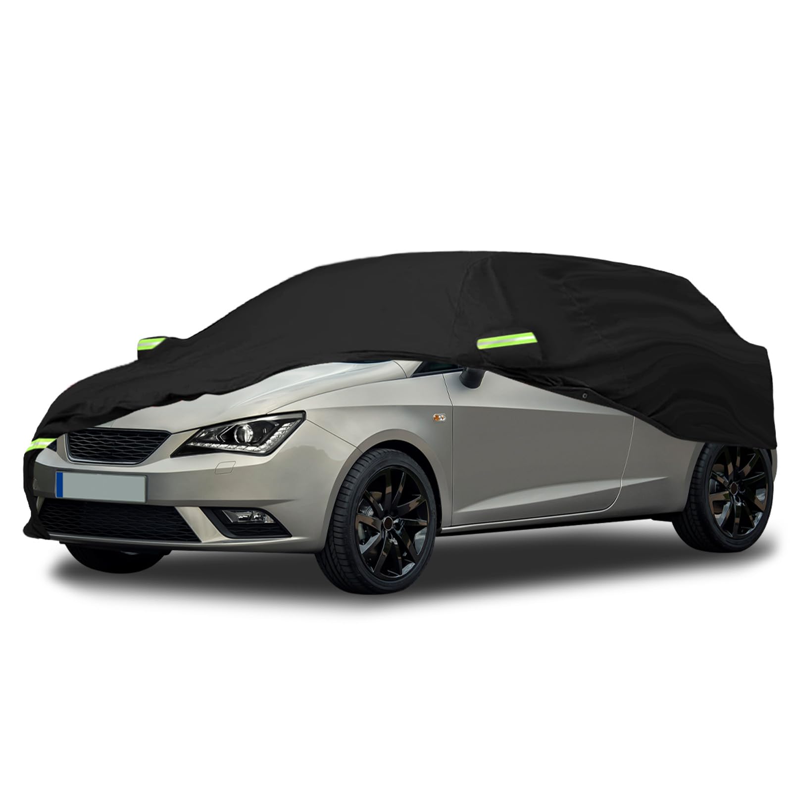 Vollgarage Autoabdeckung Ersatz für SEAT Ibiza 2008-2026, Schwarz | Autogarage Wasserdicht, Autoplane Ganzgarage Atmungsaktive Reflexionsstreifen, Sonne, Staub & Wetter