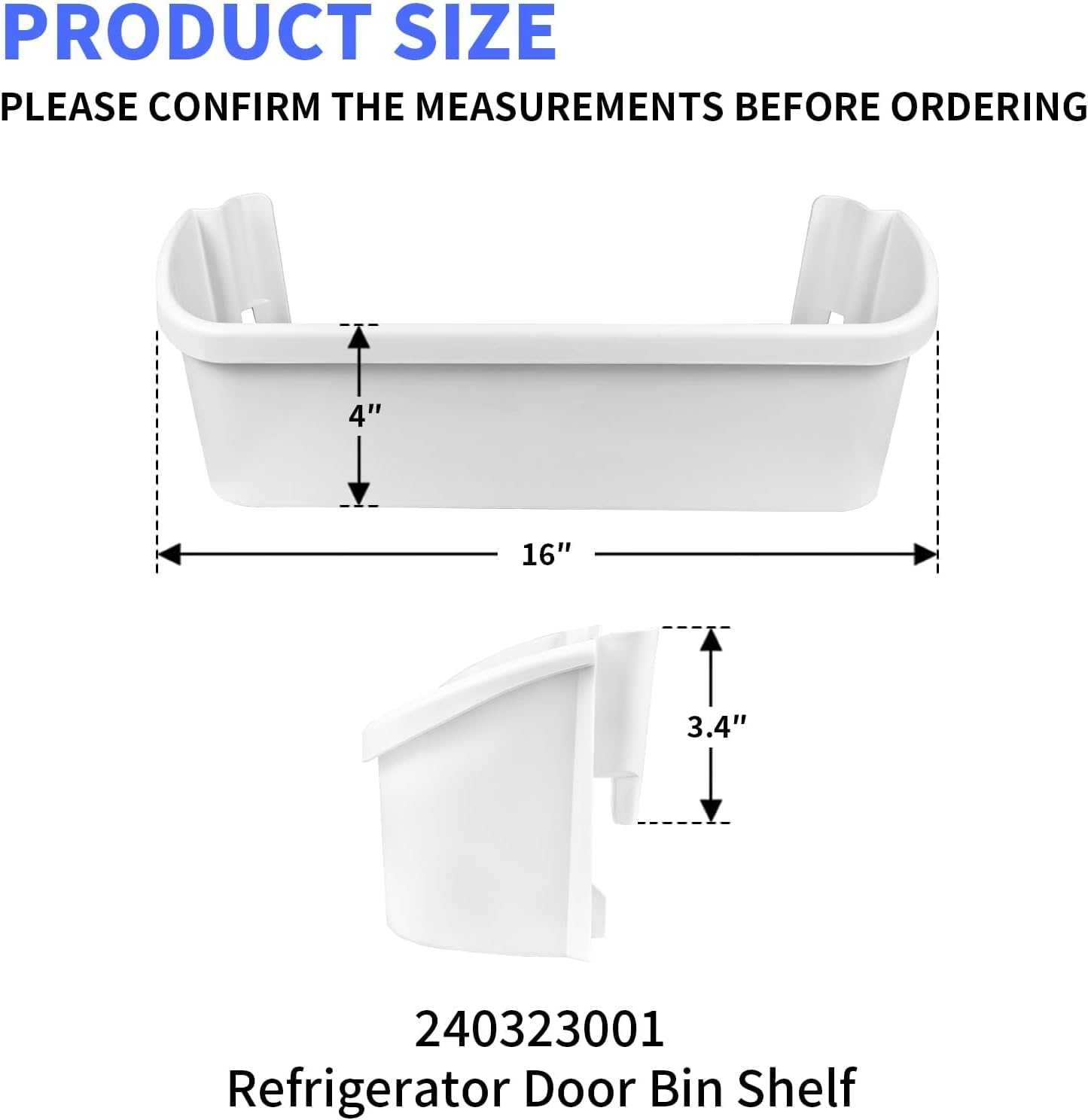 240323001 Refrigerator Door Shelf Bin Compatible with Frigidaire Kenmore Door Shelf Replace 240323007, 240323000, 890954, PS429724, 240323000 2 PACK