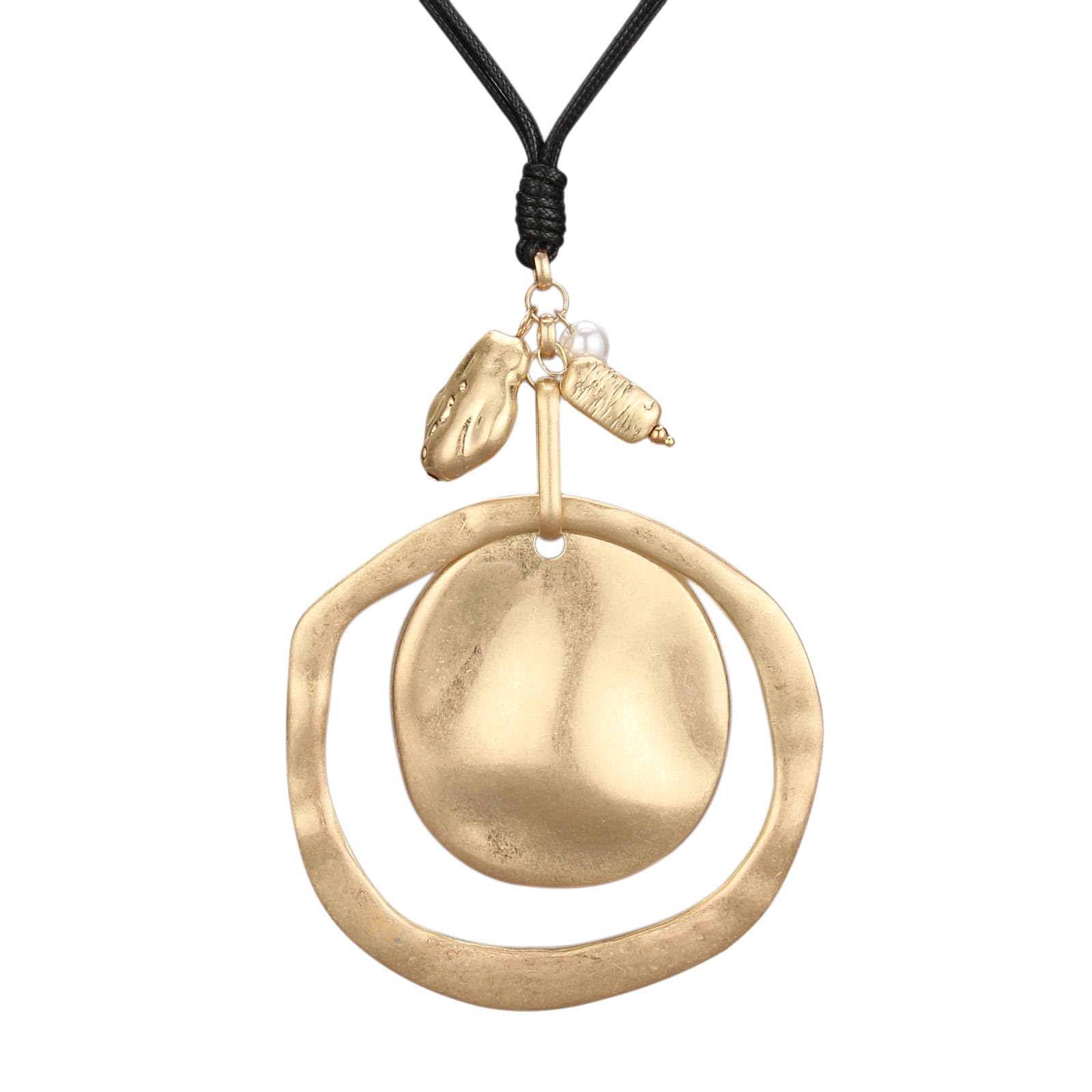 joymiao Leather Necklace for Women Large Pendant Hippie Choker Necklace Vintage Sweater Necklace Chunky Boho Necklaces for Women