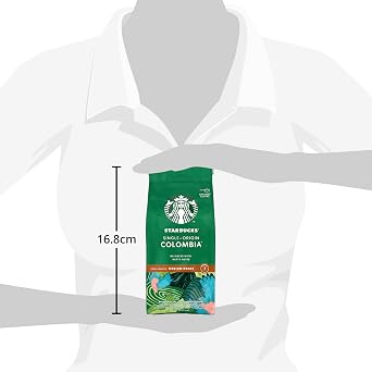 STARBUCKS Pike Place Roast, Medium Roast, Whole Bean Coffee 200g (Pack of 6) & Single-Origin Colombia Medium Roast Ground Coffee, 200 g (Pack of 6)