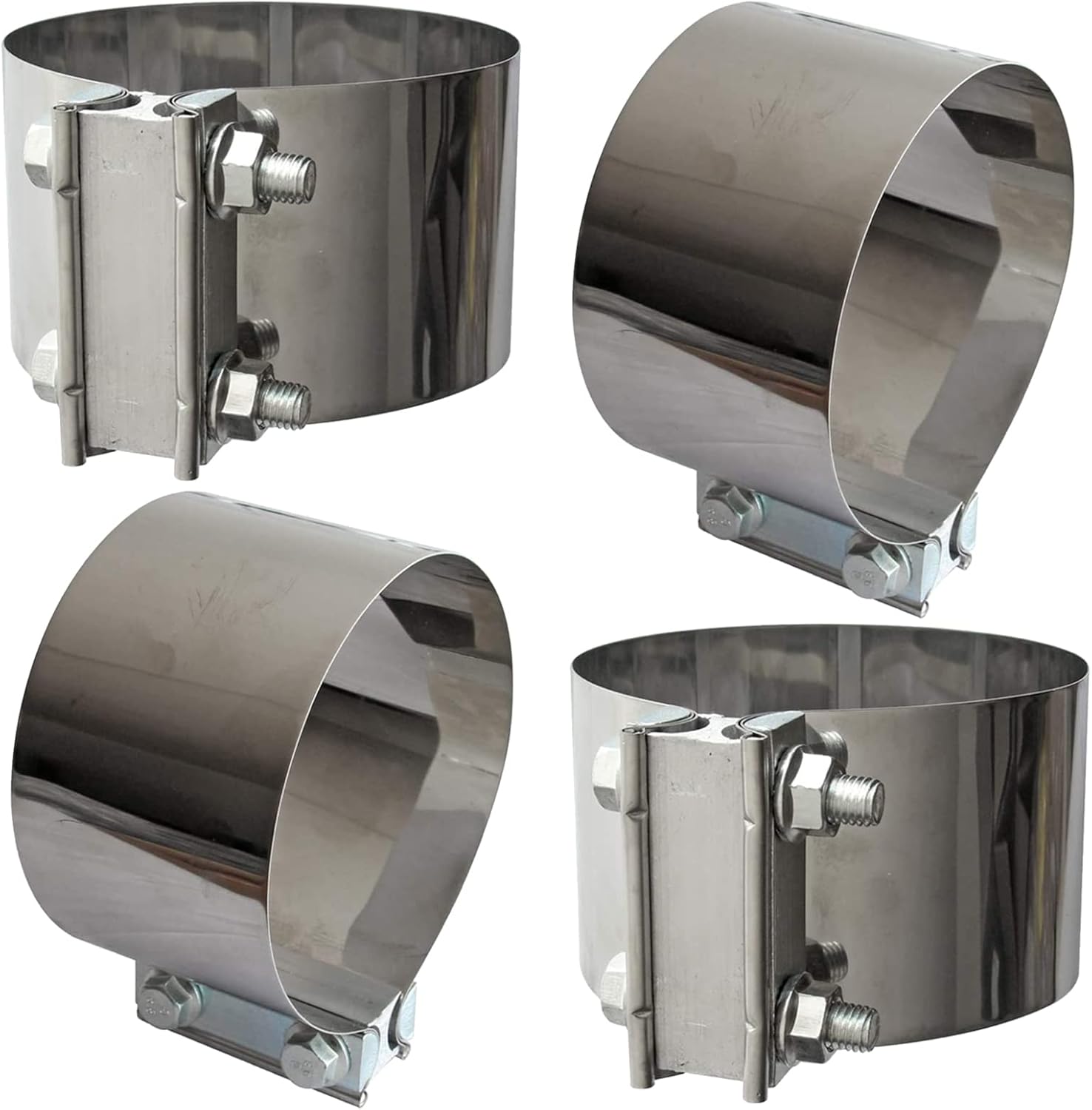 3" Inch Exhaust Clamps Stainless Steel Muffler Band Clamp for 3" Inner Diameter to 3" Outer Diameter Turbo Downpipe Tip Car System Connection (2 Pack)