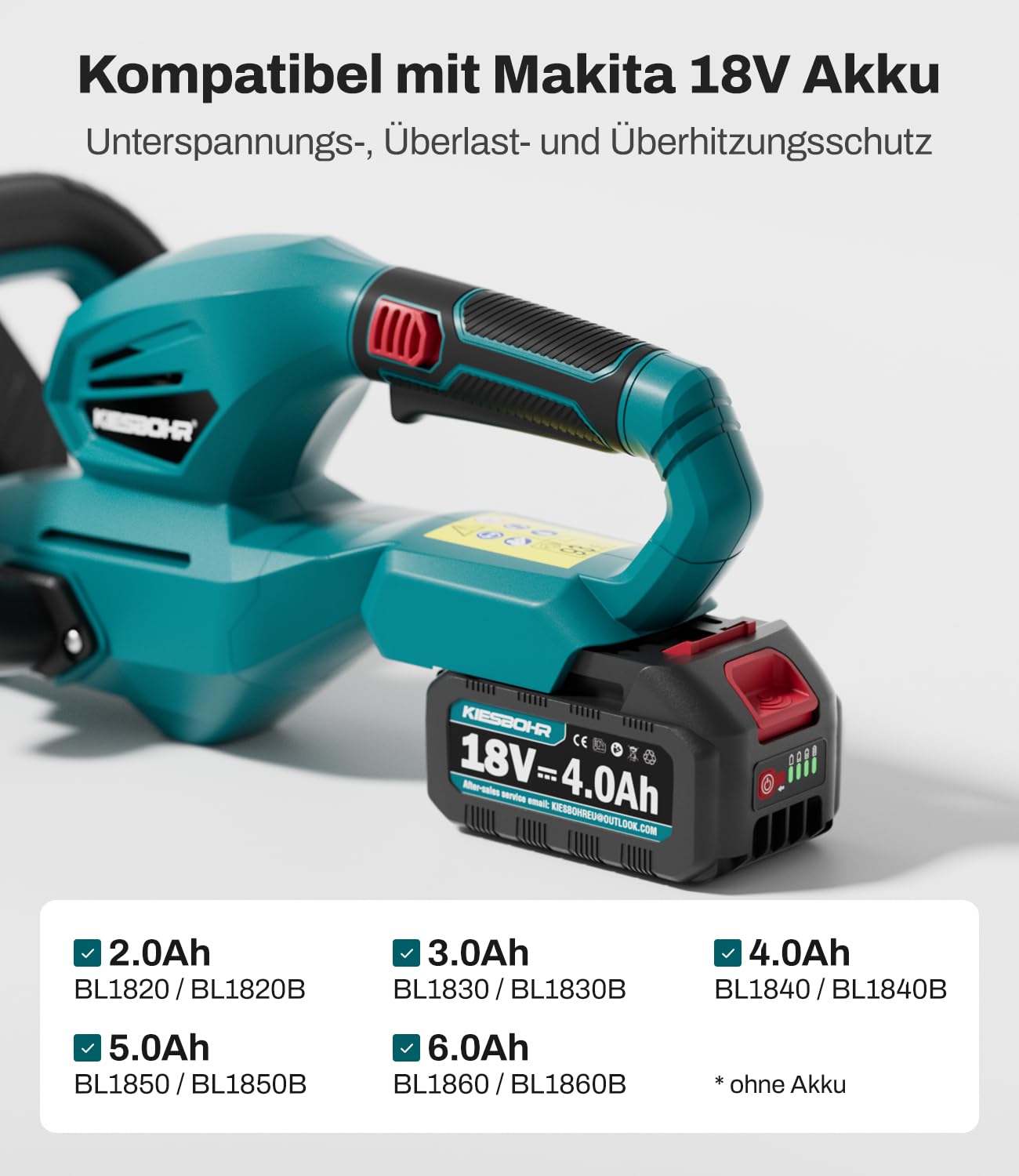 CSL503 Taille-haie sans fil compatible avec batterie Makita 18 V, longueur de coupe 59 cm, distance des dents 18 mm, poignée réglable, taille-haie électrique (sans batterie)