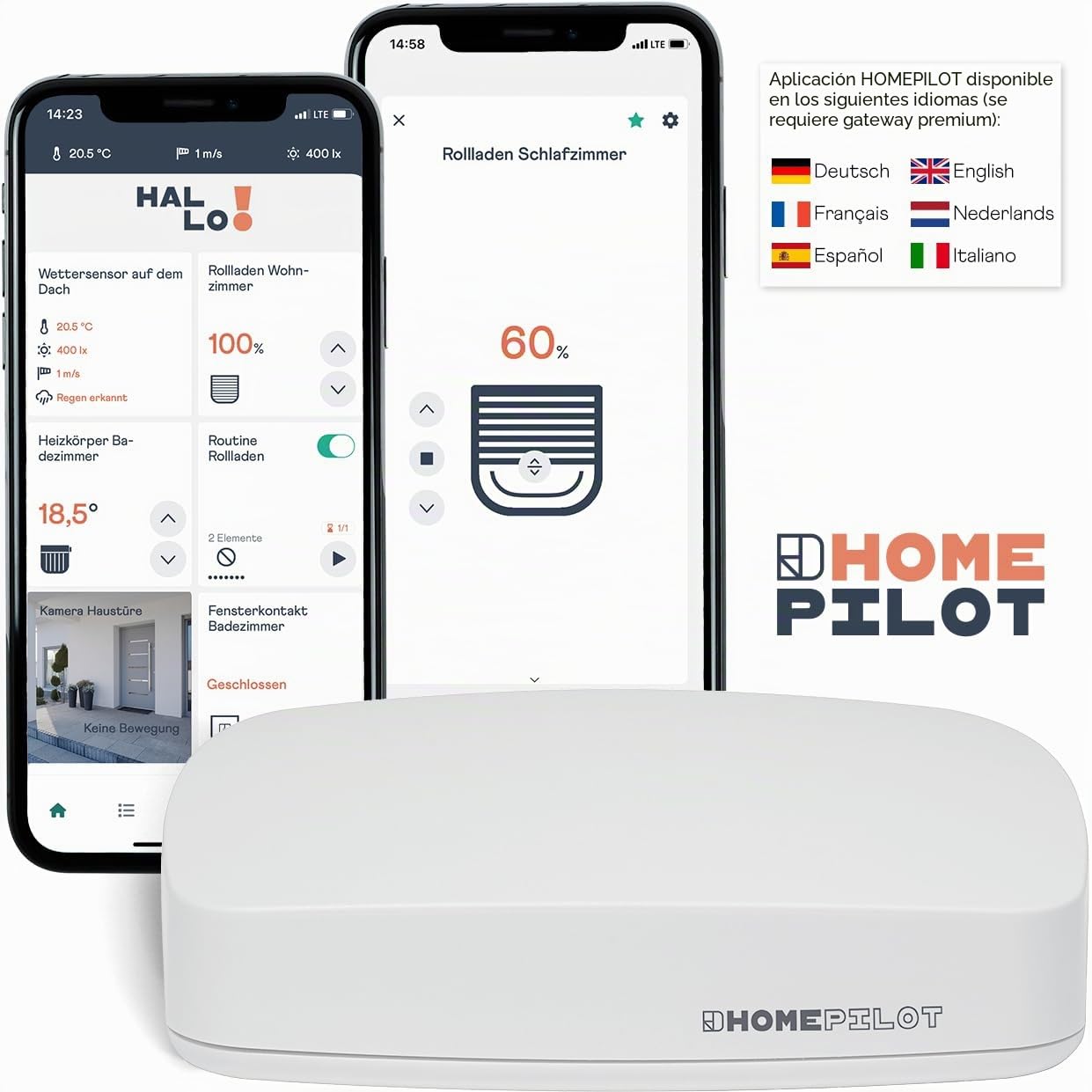 HOMEPILOT - Set de automatización de persianas premium smart | Práctico conjunto para la mejora de persianas Smart Home a eléctricas. Incluye motor para persianas, adaptador y accesorios.