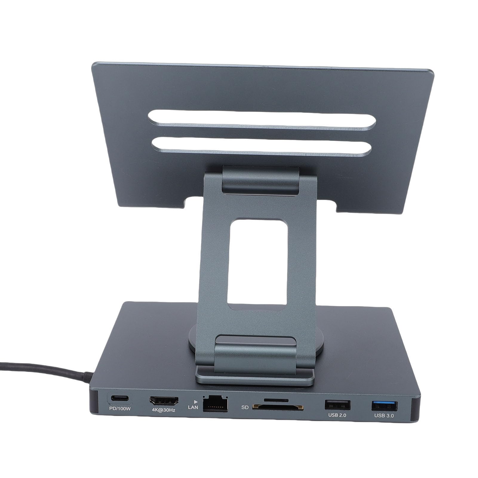 Tosuny Base para Portátil, Concentrador USB-C 7 en 1 con Carga PD de 100 W, HDMI 4K y Soporte Ergonómico Ajustable con Rotación de 360° para Oficina en Casa y Organización de