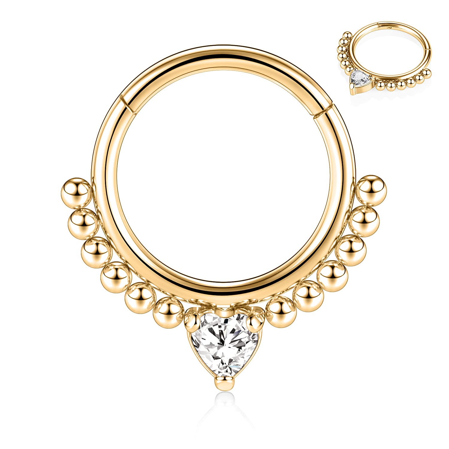 hengkaixuan 16G Septum Nose Rings Hoop Daith Earrings Surgical Steel Septum Clicker Ring Hirned Segment Seamless Clicker Ring Conch Hoop Ring Unisex Earrings Hoop Daith Piercing Jewellery — view 20