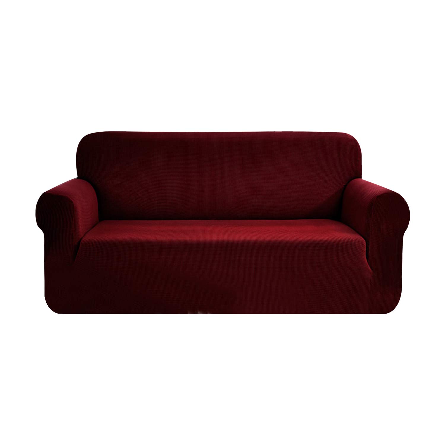 SAMSTEX Stylish Sofa Cover Stretch 1-Piece Sofa Slipcovers High Stretch Sofa Covers 3 Seater Thick Soft Sofa Protector Machine Washable Non Slip Couch Covers (3 Seater, Wine Red)