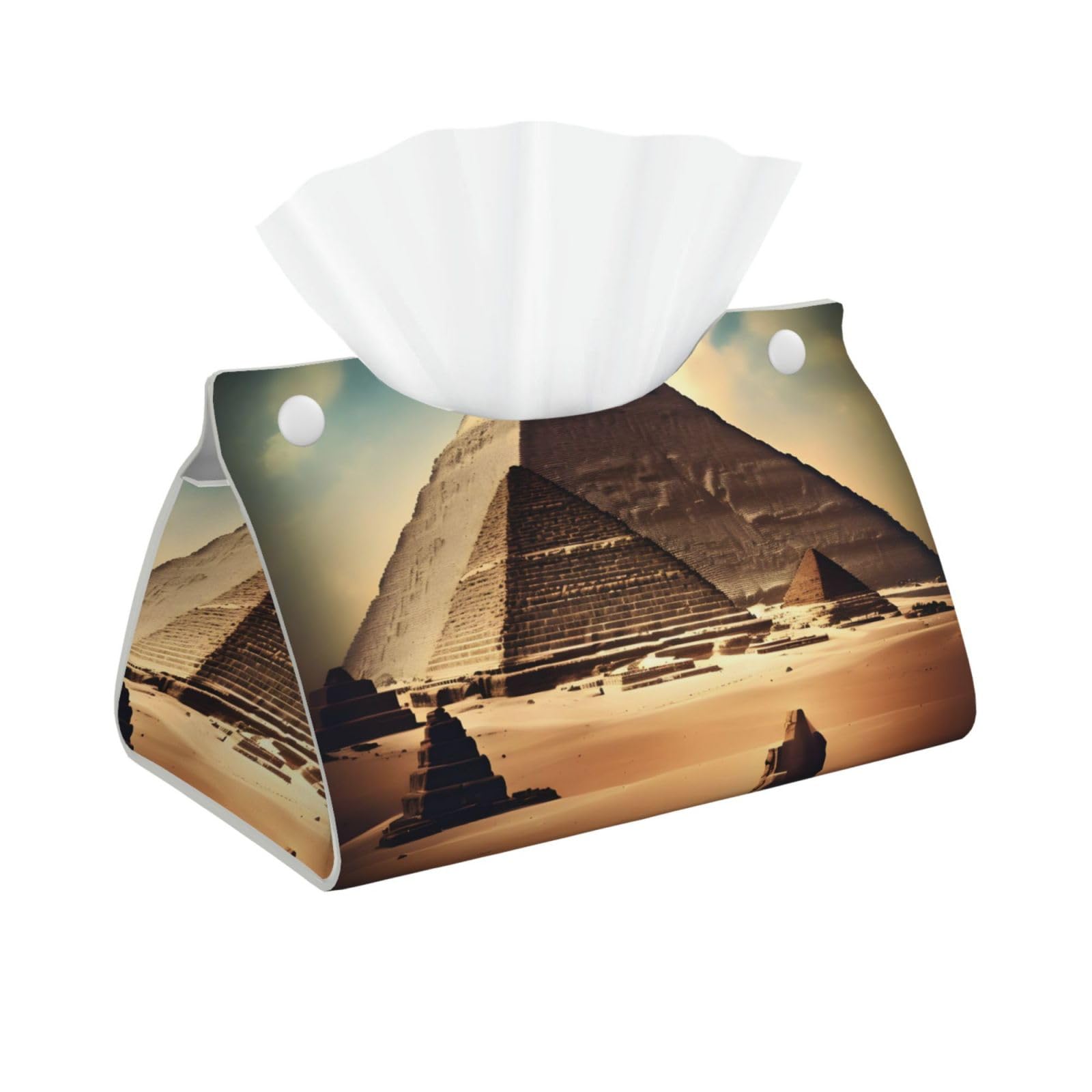 Dreaming of the Pyramids of Khufu Long Leather Tissue Box Cover-Waterproof PU Leather Tissue Holder for Bathroom, Decorative Rectangular Tissue Case
