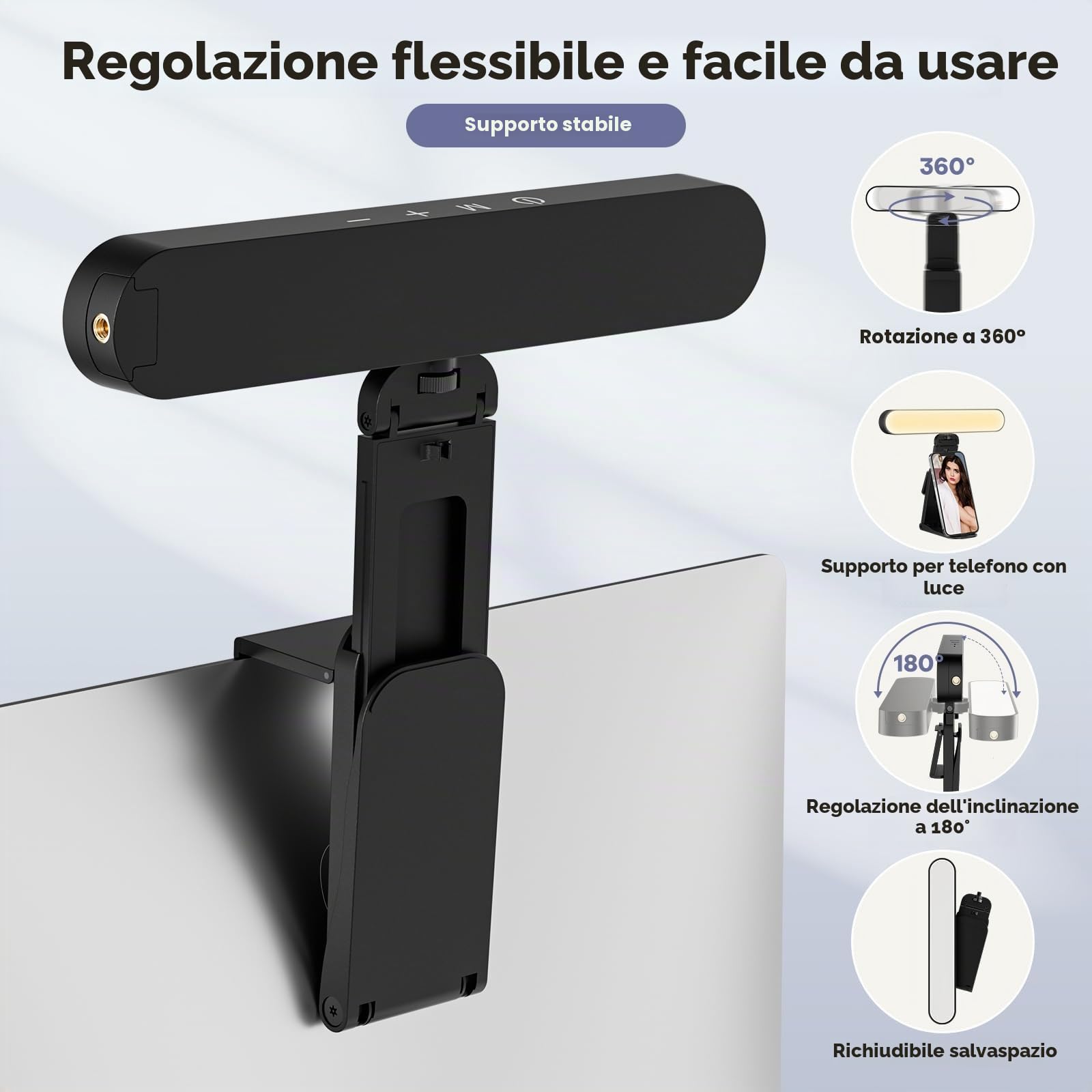 RealPlus Luce per Video [2PCS], con Supporto Multifunzionale