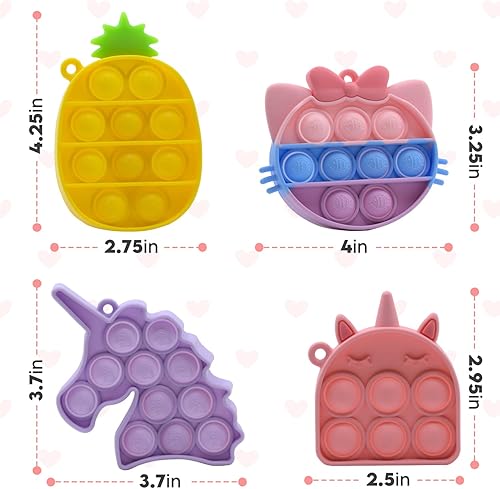 Miniatura 2 de 4 piezas - Mini juguete sensorial Pop It Fidget para aliviar la ansiedad y el estrés llavero para adultos y niños. Oficina, escuela, sobre la