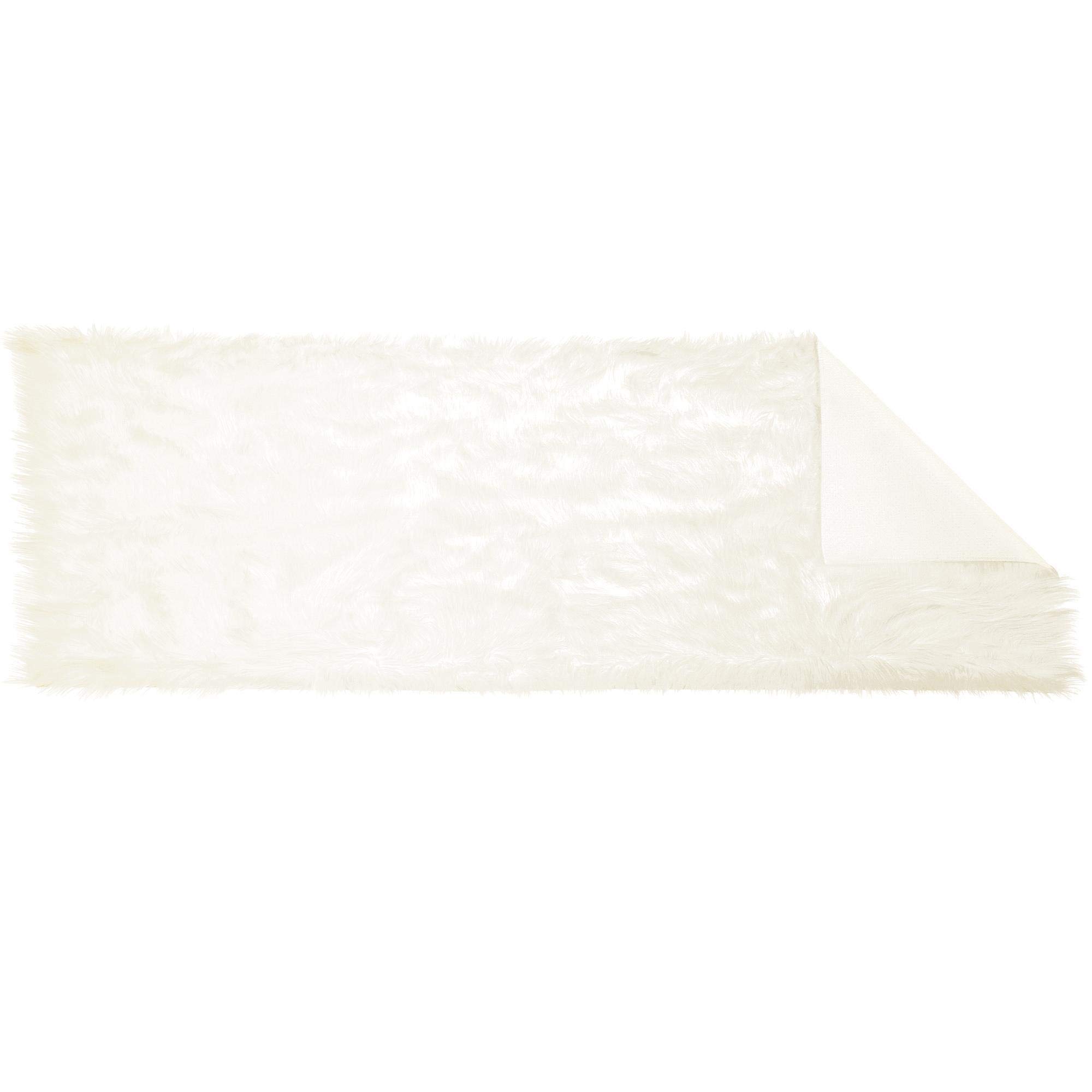 CelinaTex Plush Läufer eckig 50 x 150 cm weiß hochfloriger Fellimitat Bettvorleger Kunstfell Langhaar Flurteppich