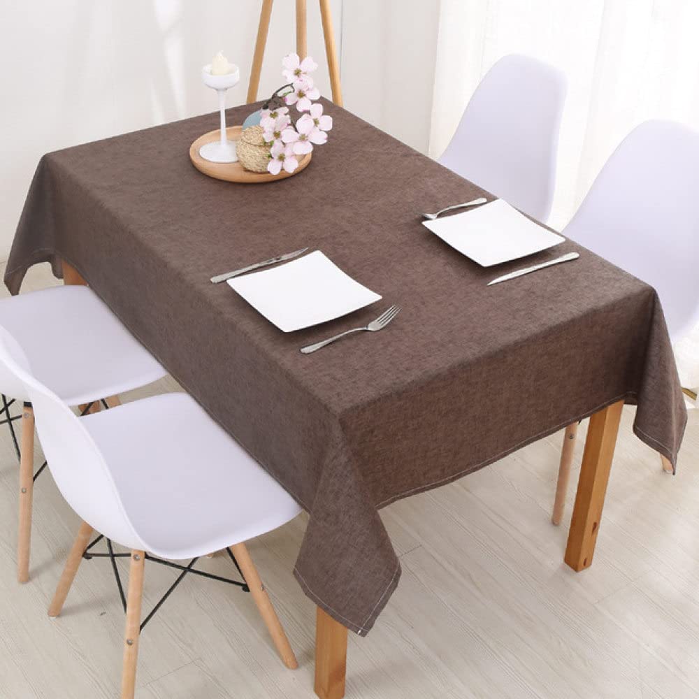 Nappe en lin épaisse chocolat 130x200cm décorative solide