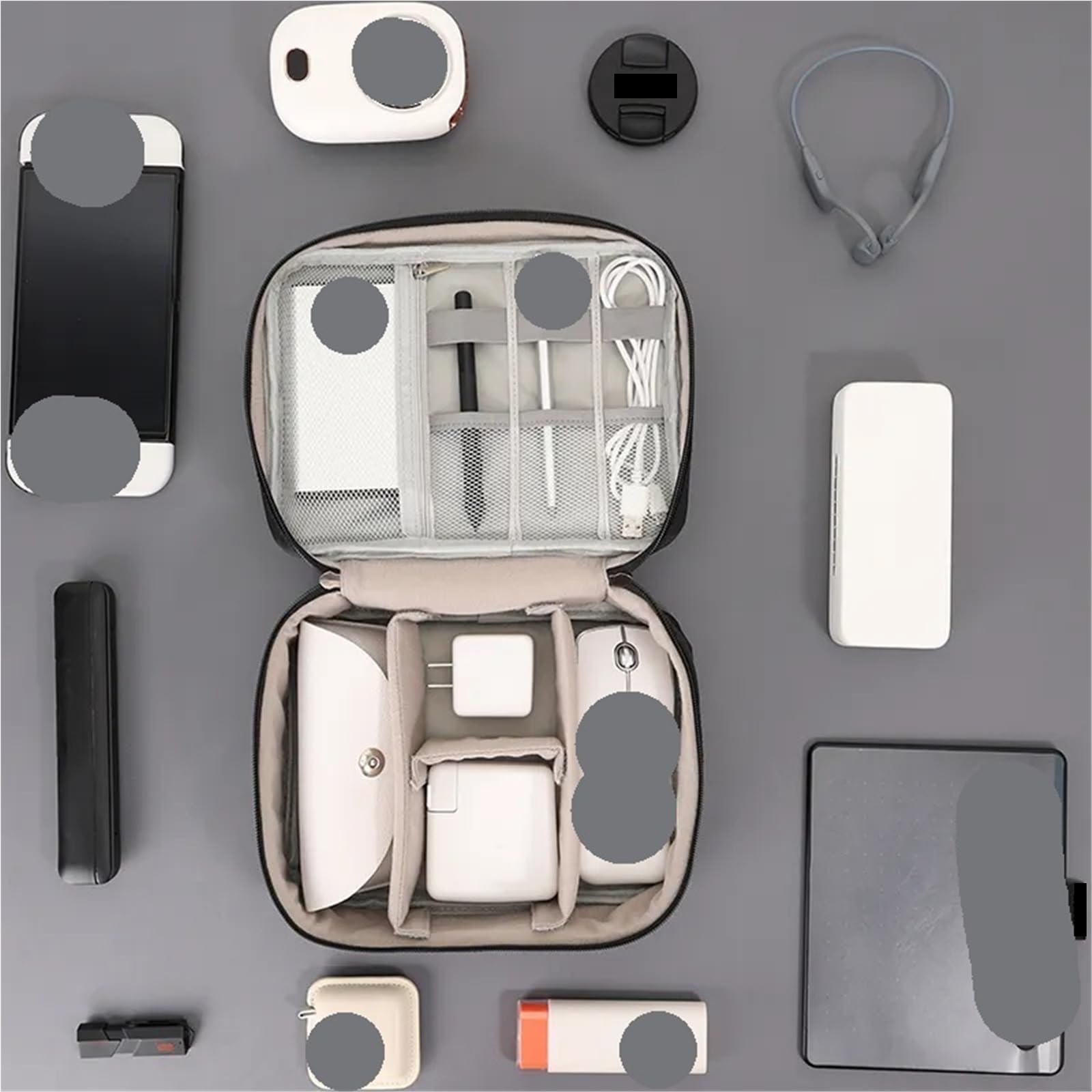 Kabel-Organisationstasche 2PCS Elektronik Organizer Reise Elektronische Zubehör Fall Tragbare Kabel Lagerung Tasche Für-Stick SD Karte Tablet Ladegerät(Light Yellow)
