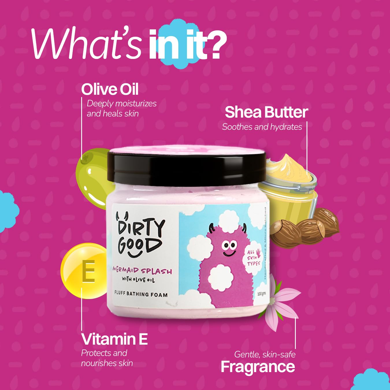 Dirty Good Kids Gift Hamper for Boys & Girls (3+ Years) – 4 Piece | Gentle & pH Balanced | Sulphate, Paraben & Phthalates Free | Mermaid Splash Bath Wash, Vanilla Body Butter, Berry Lip Balm & Watermelon Lip Balm 2