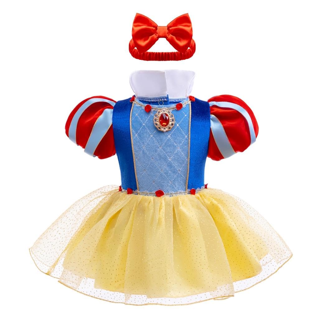Lito Angels - Mono tipo pelele, disfraz de princesa para bebé y niñas con diadema con lazo, para fiesta de cumpleaños, Halloween - 1