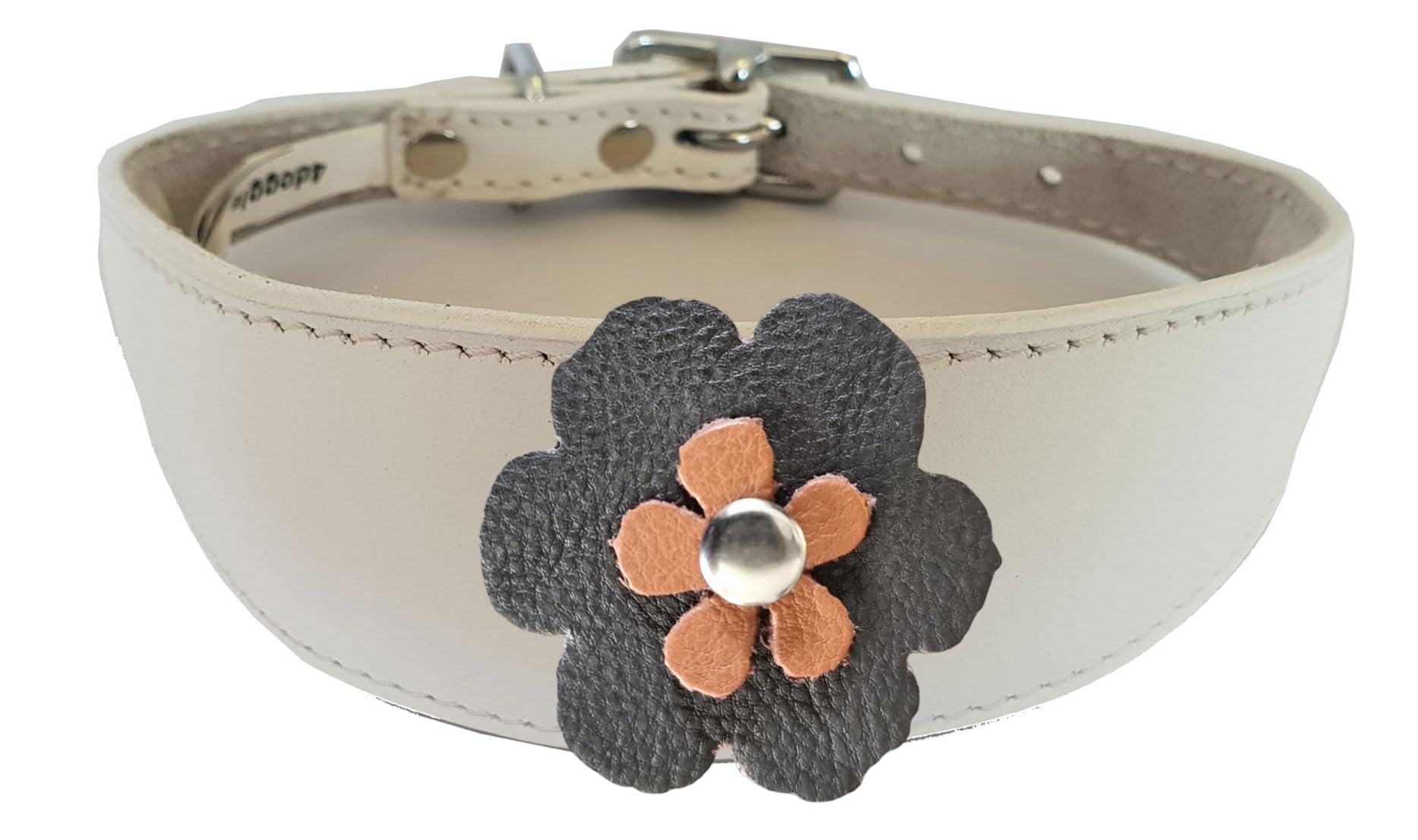 Sighthound Leather Collar with Padded Backing, Flower Design, for Whippet and Greyhound 1-3