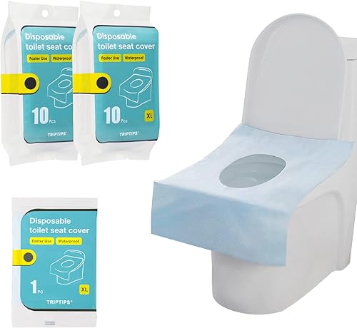 TRIPTIPS Fundas desechables para asiento de inodoro, paquete de viaje de 20 unidades, uso más rápido, sin adhesivos, impermeable, funda de asiento