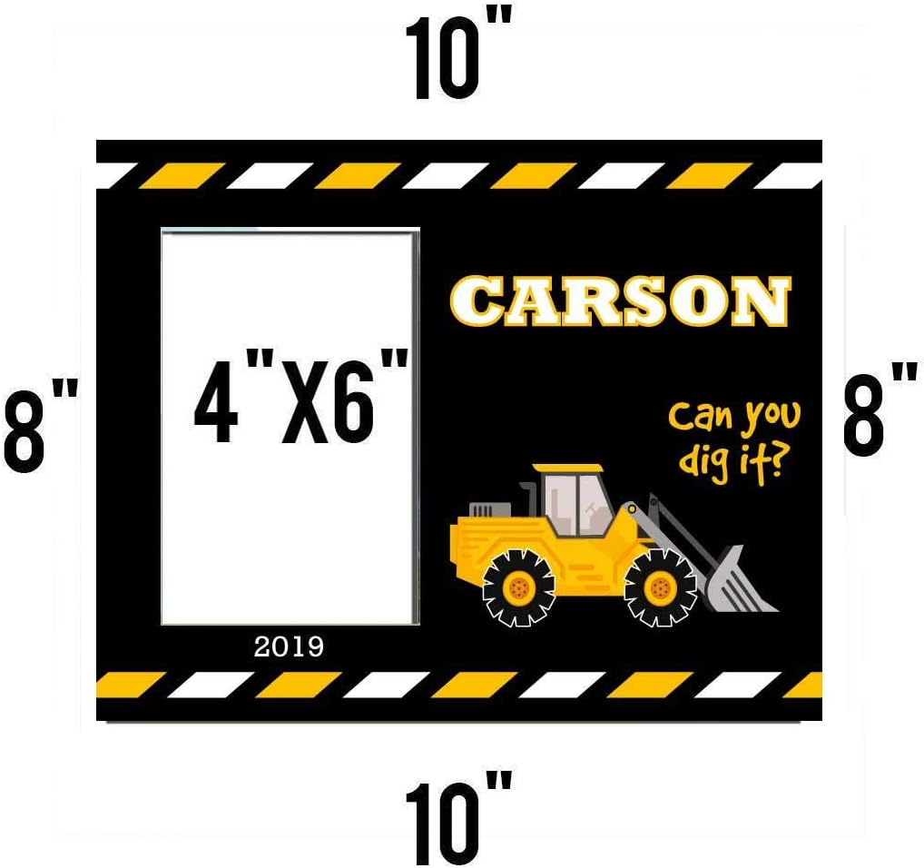VictoryStore Birthday Picture Frames: Custom Construction Birthday Party Picture Frame Holds 4x6 Photo Can You Dig It?