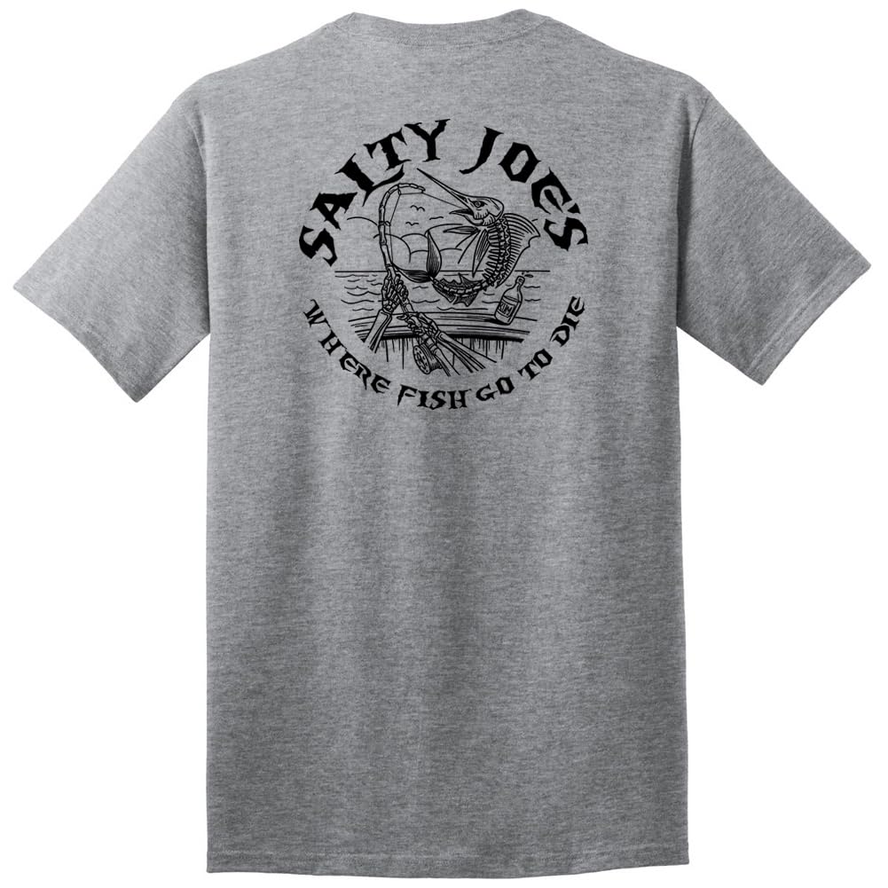 SALTY JOES Men's Rum n' Bones Heavy Cotton T-Shirt-XL-Athletic Heather/b