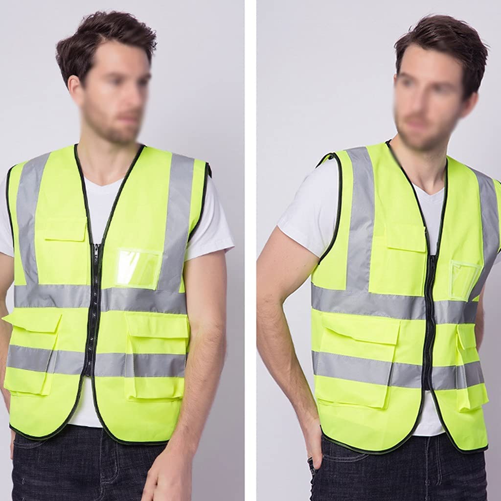 Chalecos de Seguridad Ligeros y Transpirables con Cremallera y Bolsillo Chalecos Reflectantes de tráfico Nocturno de Alta Visibilidad para Mujeres y Hombres
