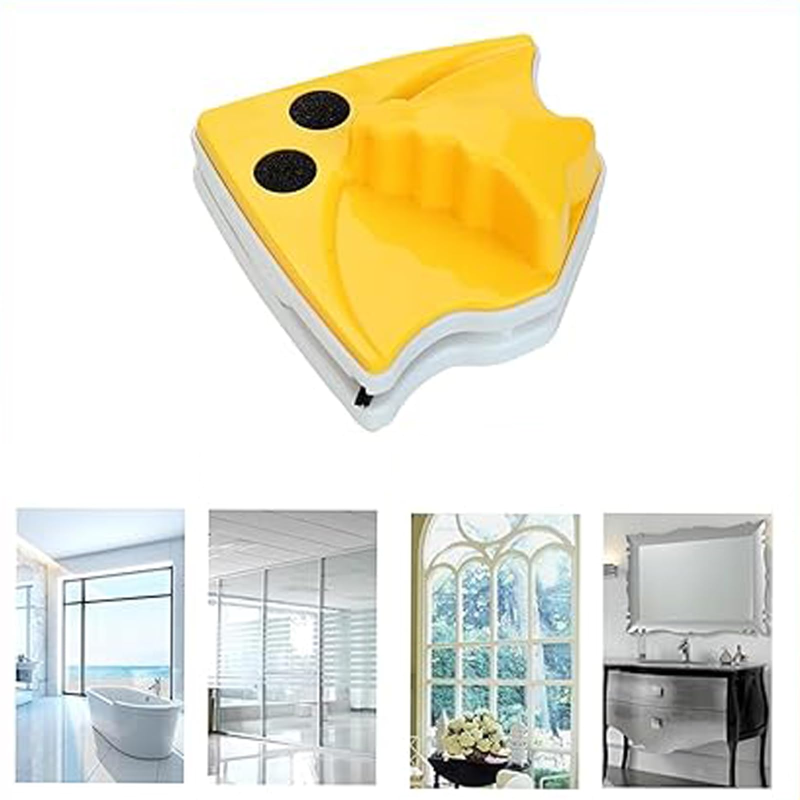 Limpiador Magnético de Ventanas, Cepillo de Limpieza del limpiaparabrisas, Doble Cristal Limpiacristales, para Ventanas de un Solo Cristal con un Espesor de 3-8 mm, Amarillo