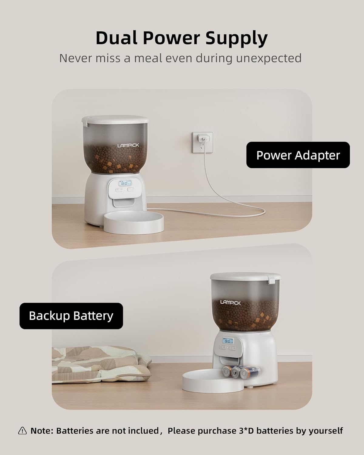 Automatic Cat Feeder, 4L Pet Food Dispenser for Cats and Small Dogs Up to 15 Portions 6 Meals Per Day