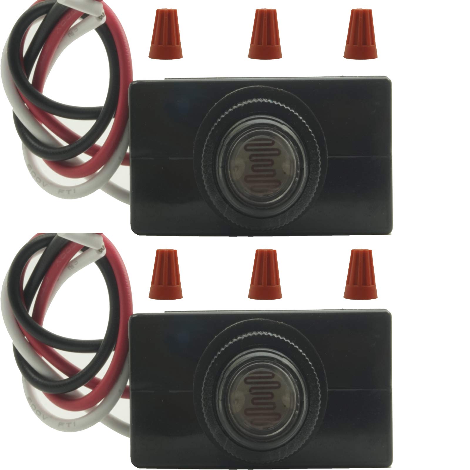 Two 120-Volt Outdoor Hard-Wired Post Eye Light Control with Photocell Light Sensor Light Automatic Dusk Till Dawn Photo Control Light Sensor Switch for Hardwire Outdoor Lamp Posts