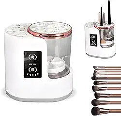 Máquina elétrica de limpeza de pincéis de maquiagem, máquina de limpeza de pincéis de maquiagem com função de secagem, secador de pincéis de maquiagem 2 em 1 e lavador de pincéis de maquiagem