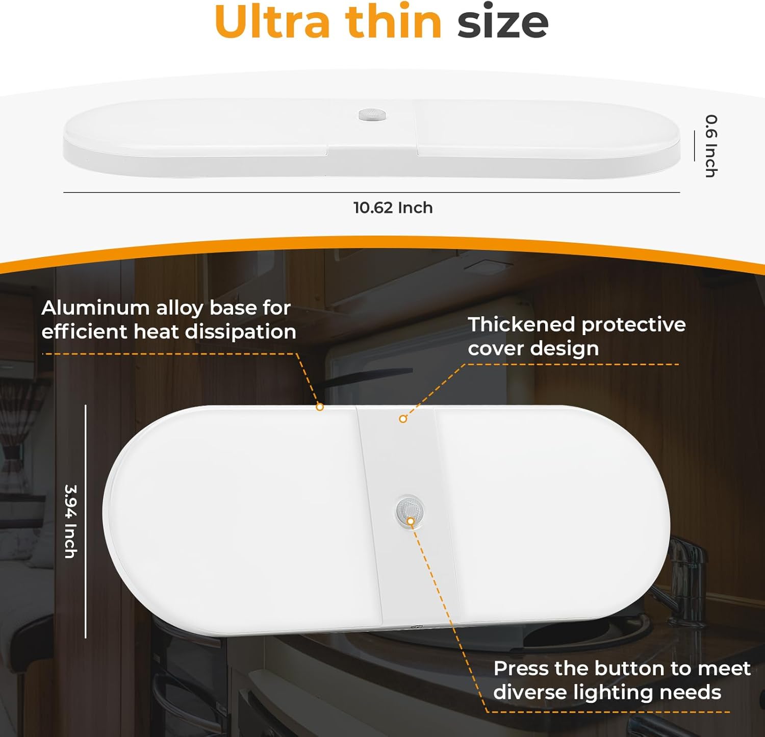 GZV RV Lights Interior, RV LED Lights Interior 12v, LED Ceiling Dome Lights for RV Camper Travel Trailer, RV Accessories for Inside, 650LM Brightness, 5 Pack 4000K