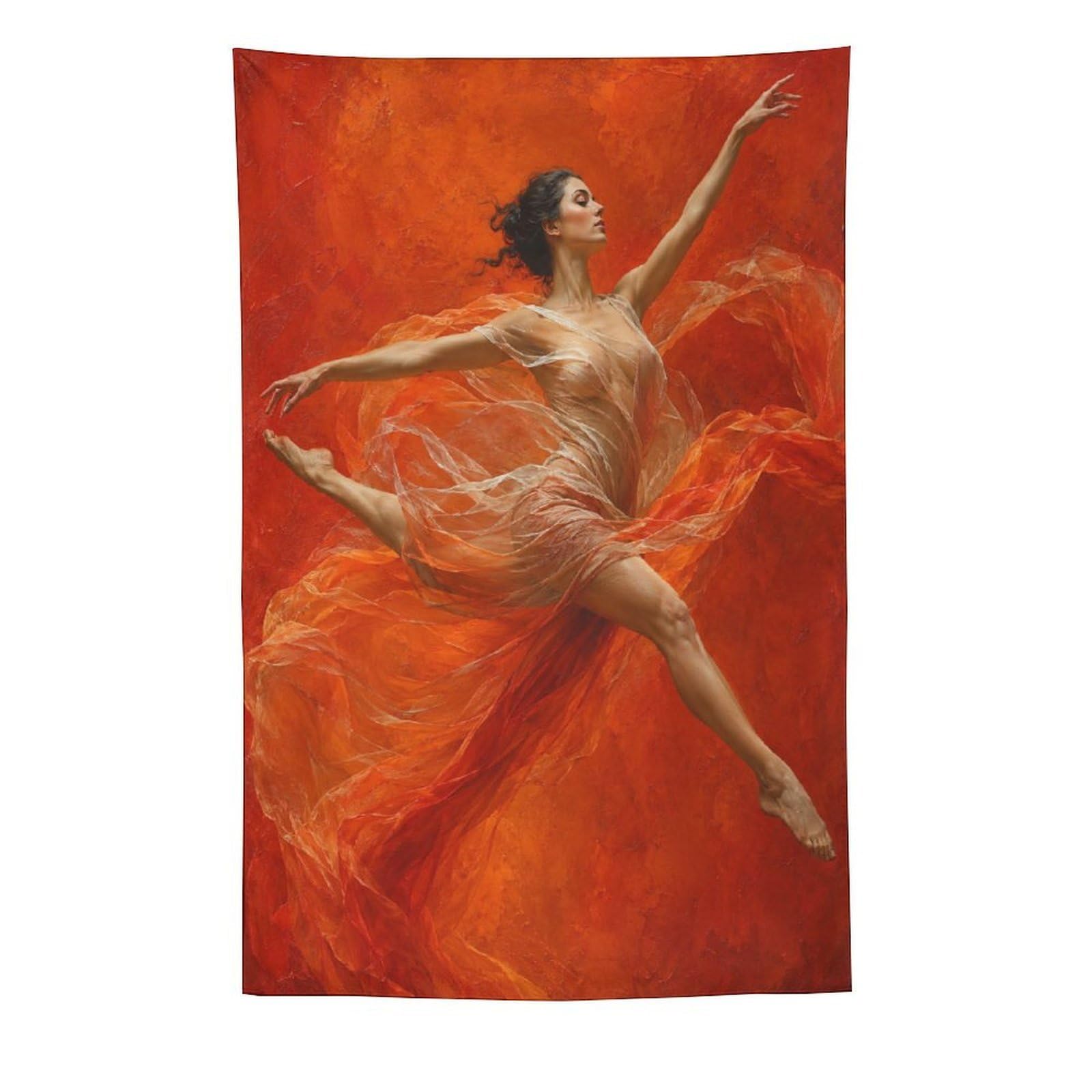 H3B8U2Y5 Red Dress Ballerina Wall Tapestry, Impressionist, College Dorm