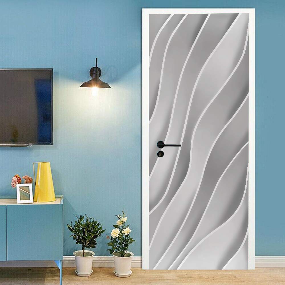 Papier peint de porte effet trompe l'oeil abstrait pour sublimer votre salon contemporain