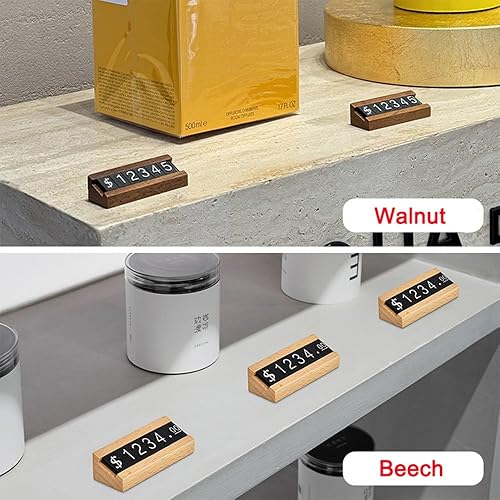 Miniatura 2 de Mollytek 10 juegoscaja de exhibición de precios soporte de mostrador de precio de madera, cubo digital de número, letra de precio ajustable con base