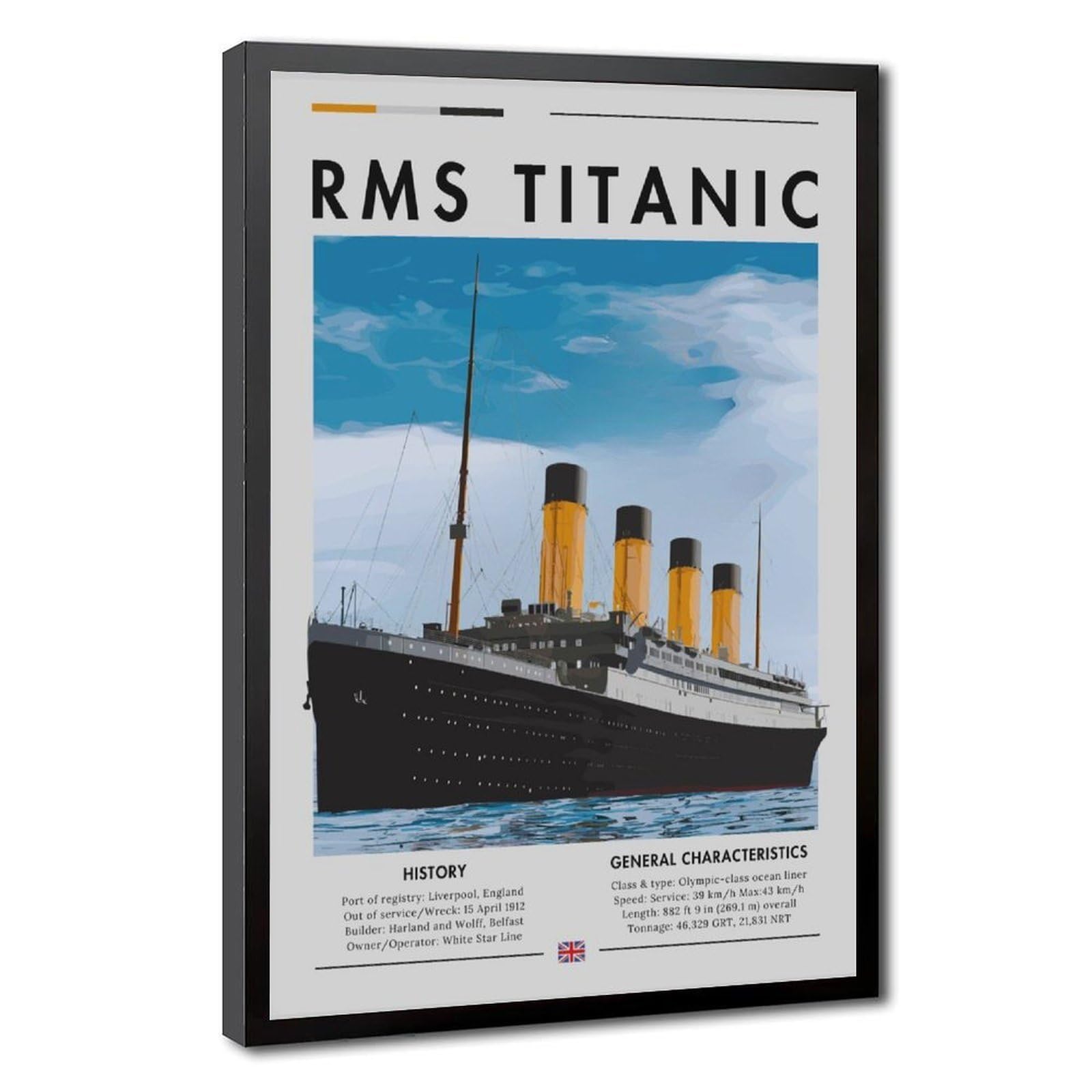 Bareronor Titanic Ship Poster Canvas Poster Bedroom Decor Landscape Office Room Decor Gift 16" L X 24" W